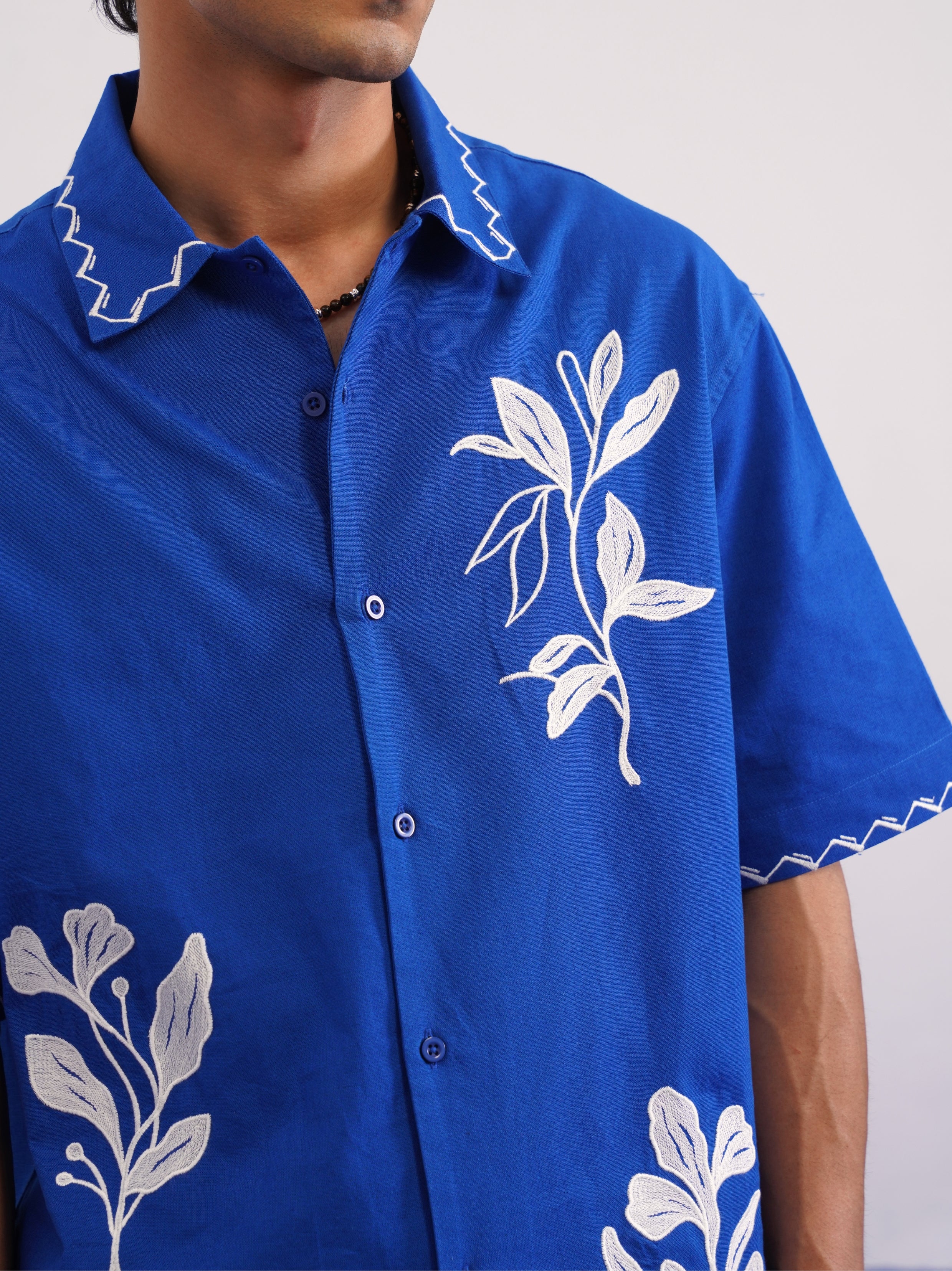 COVE VINE LINEN SHIRT - POLYNESIAN BLUE