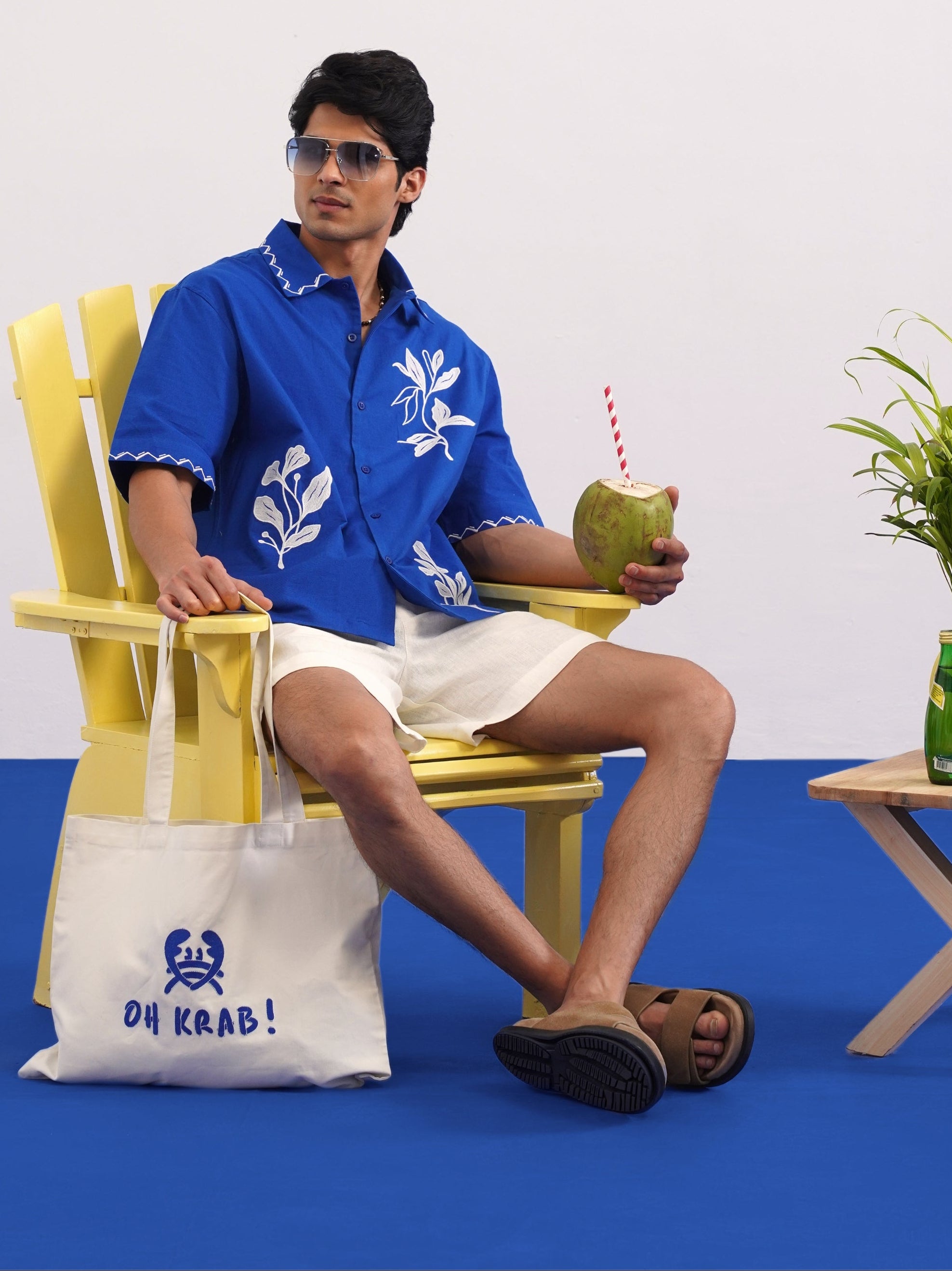 COVE VINE LINEN SHIRT - POLYNESIAN BLUE