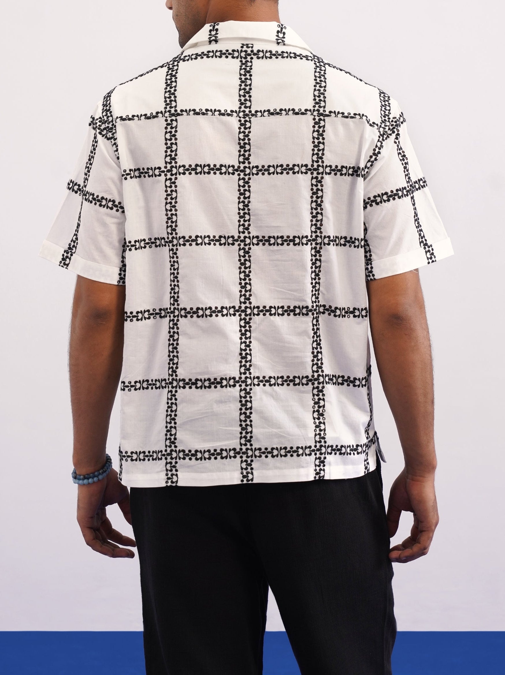 CABANA BLOOM COTTON SHIRT - SALT/MIDNIGHT BLACK