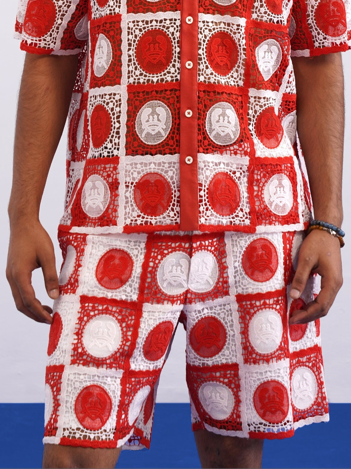 KRAB CREST GUIPURE SHORTS - CORAL CREST