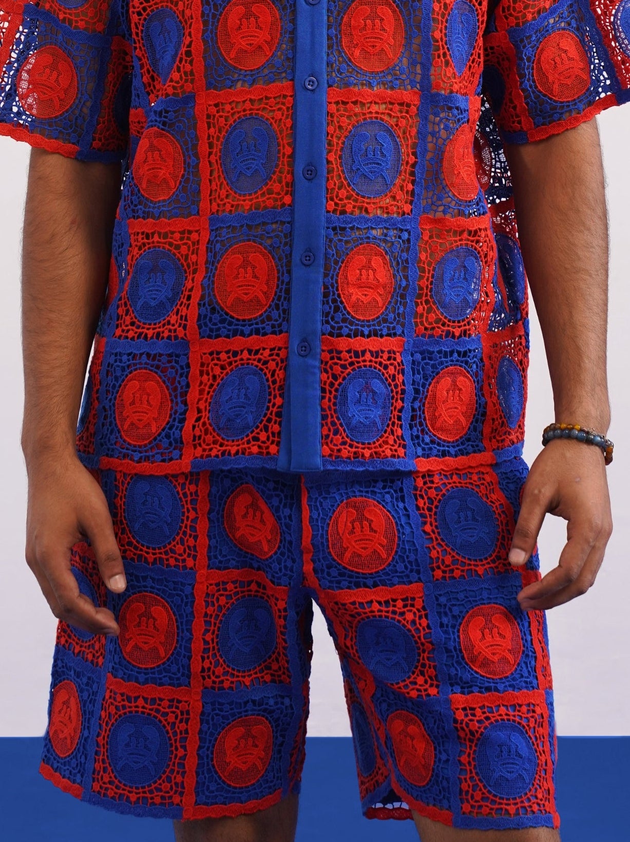 KRAB CREST GUIPURE SHORTS - COBALT EMBER