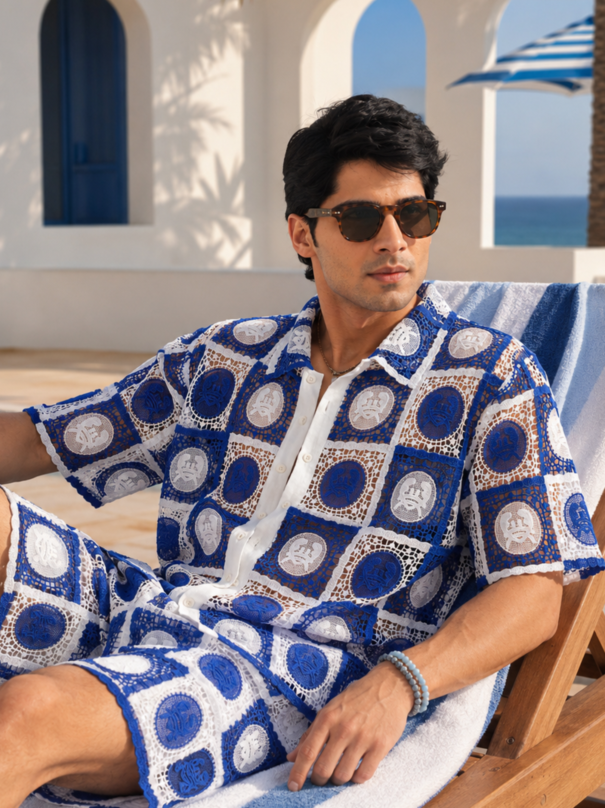 KRAB CREST GUIPURE SHORTS - CABANA BLUE