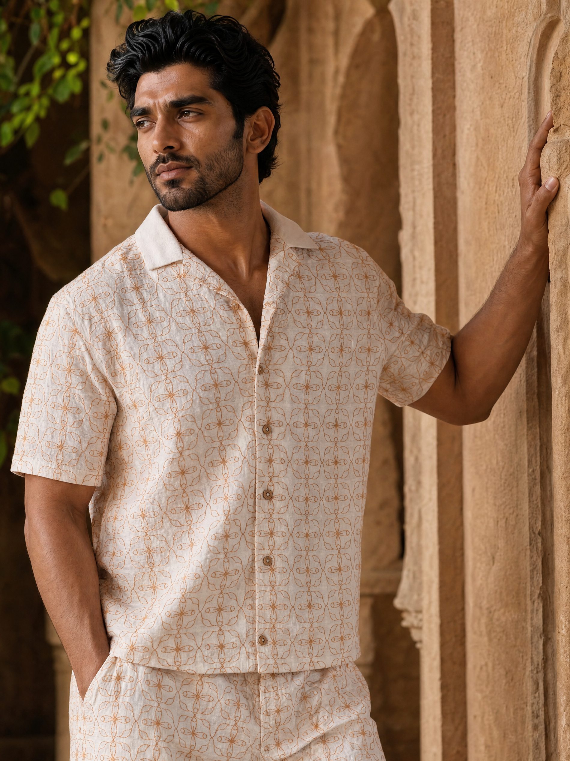 Amber Bloom Cotton Linen Shirt