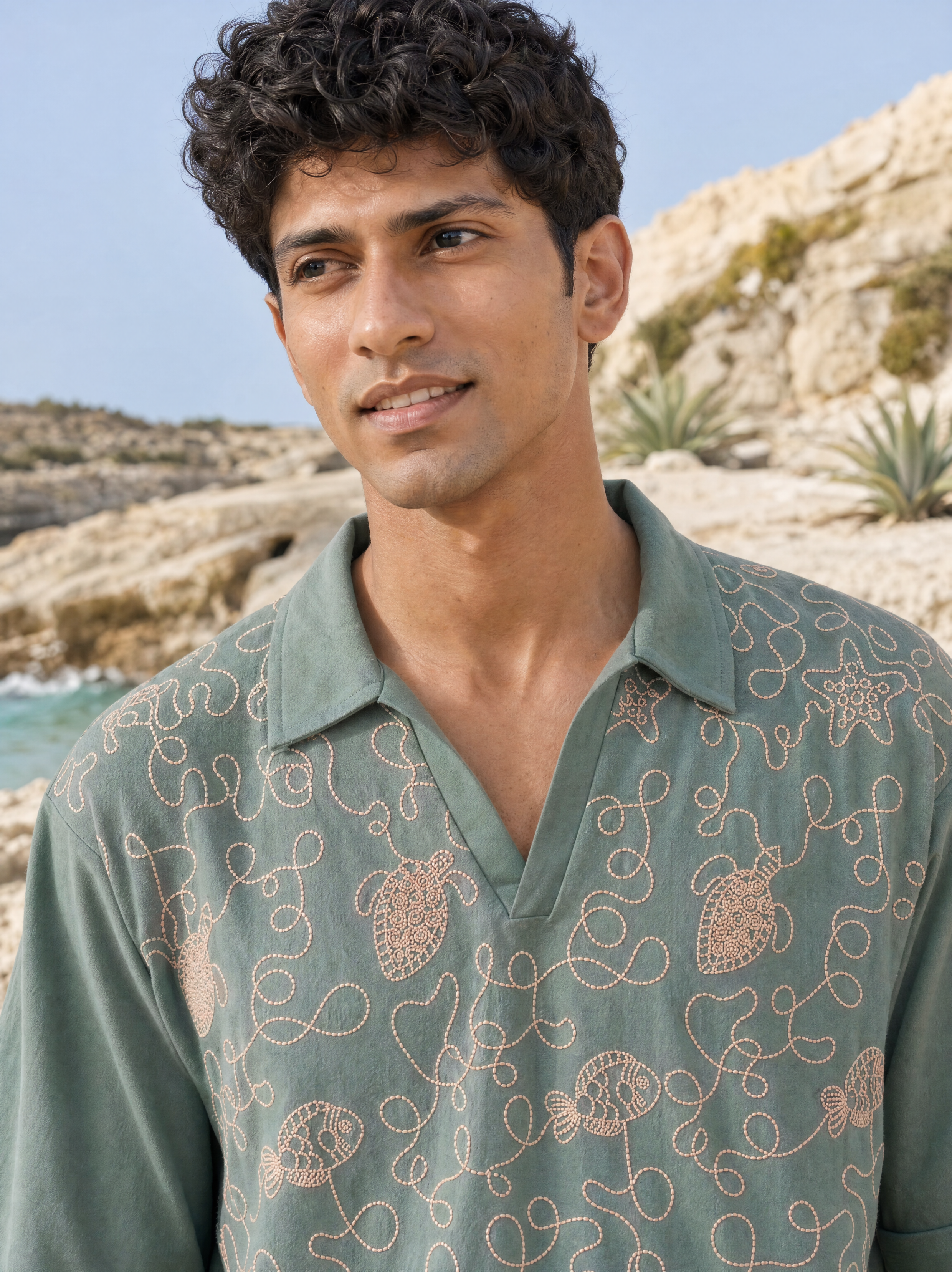 Reef Rider Cotton Knit Co-ord Set (Agave Green)