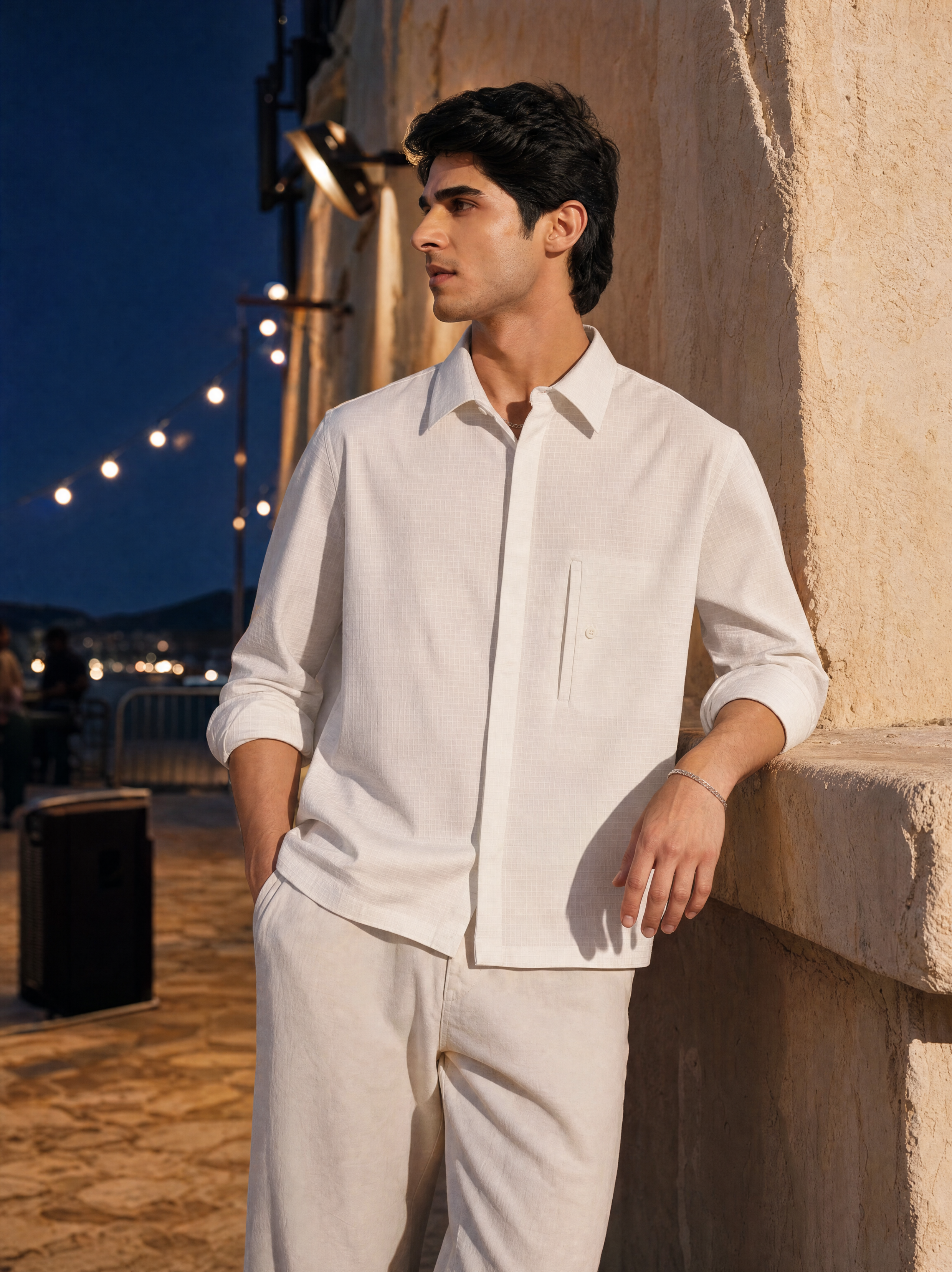 LOVE IS A KRAB COTTON TEXTURED SHIRT - BLANC DE BLANC