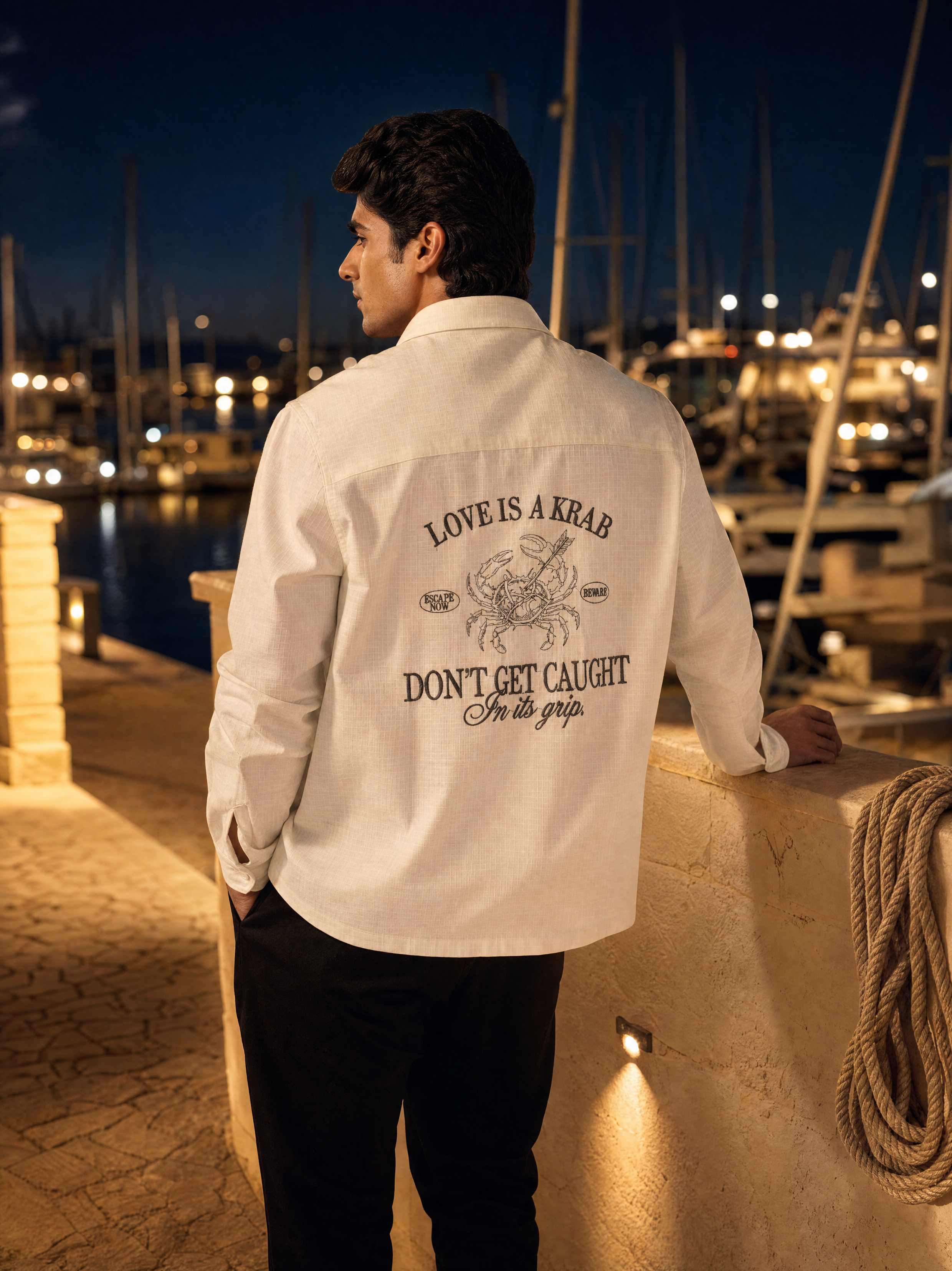 LOVE IS A KRAB COTTON TEXTURED SHIRT - BLANC DE BLANC