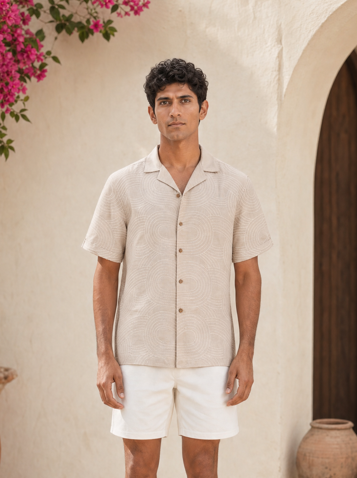 Dune Ripple Cotton Linen Shirt