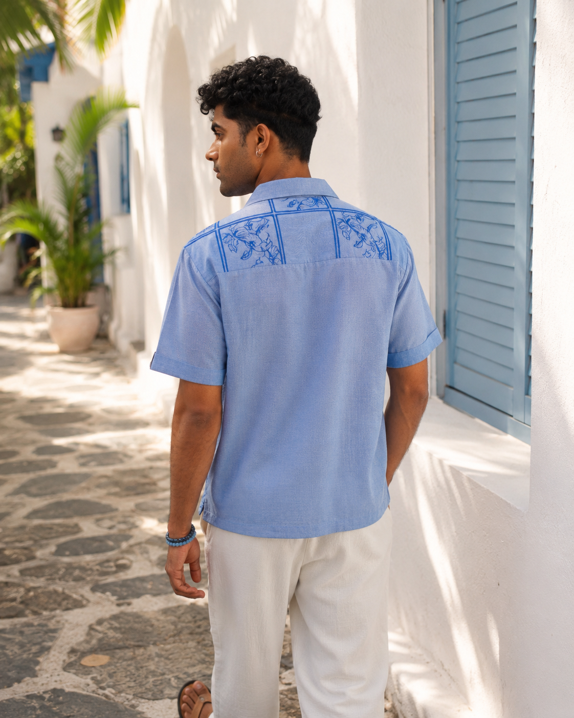 BLUEBIRD TILE CHAMBRAY SHIRT - CHAMBRAY BLUE/COBALT BLUE
