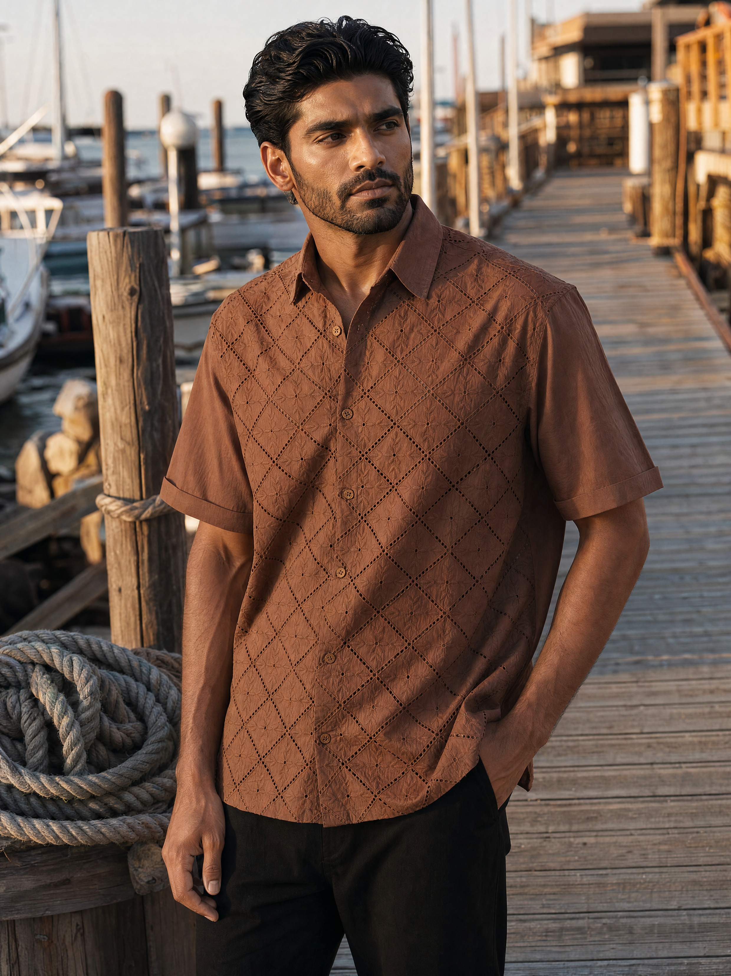 Diamond Daze 100 % Cotton Shirt (Chestnut Brown)