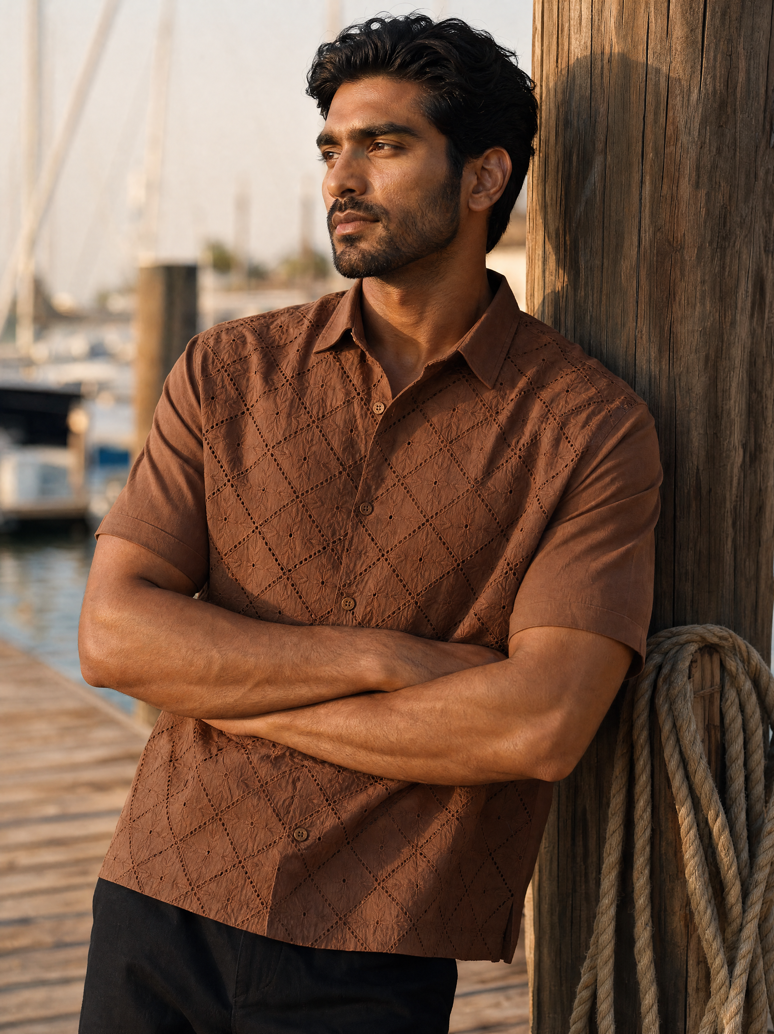 Diamond Daze 100 % Cotton Shirt (Chestnut Brown)
