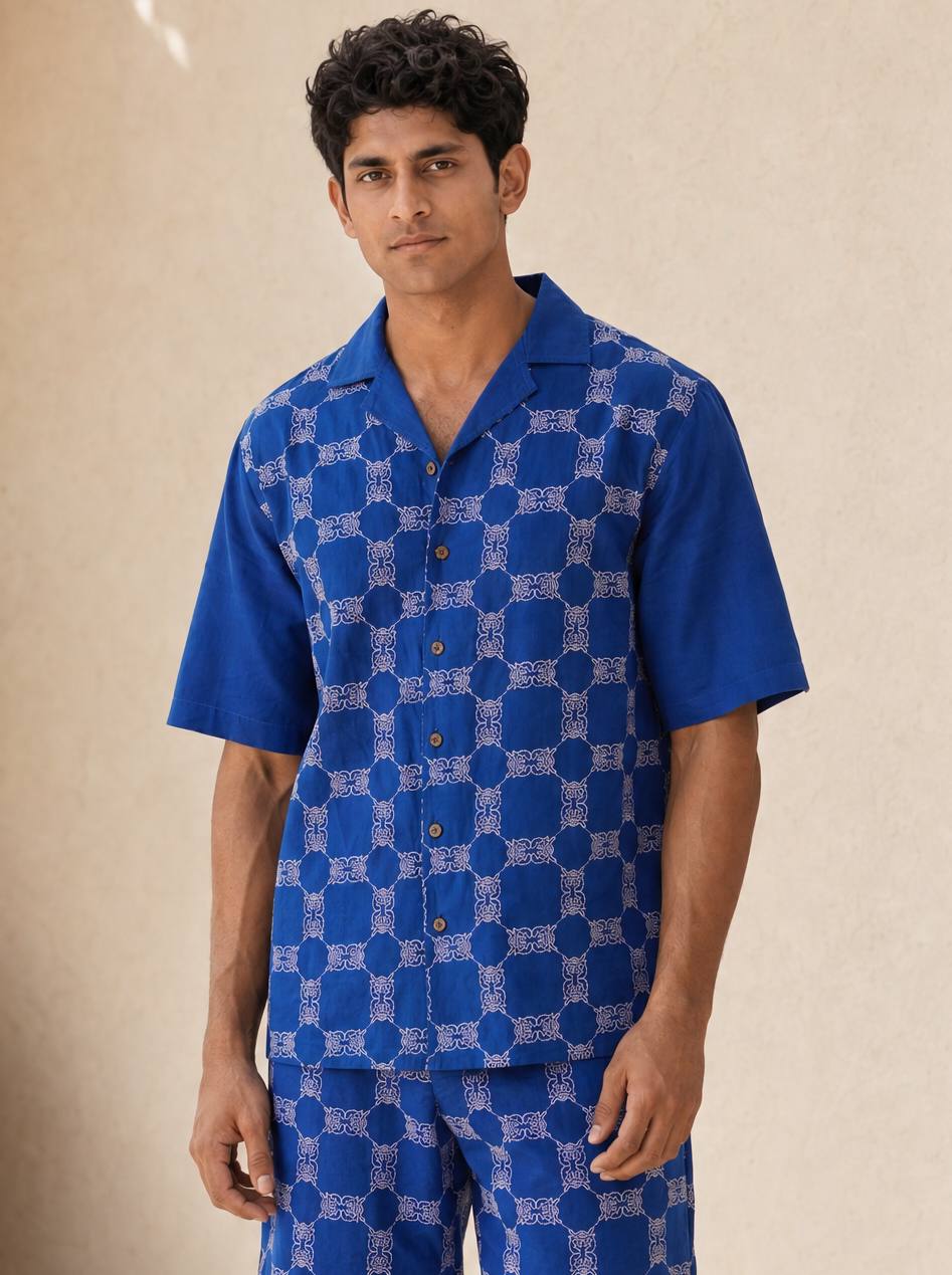 Knotty Krabs (Linen) Shirt - Deep Sea (Blue)
