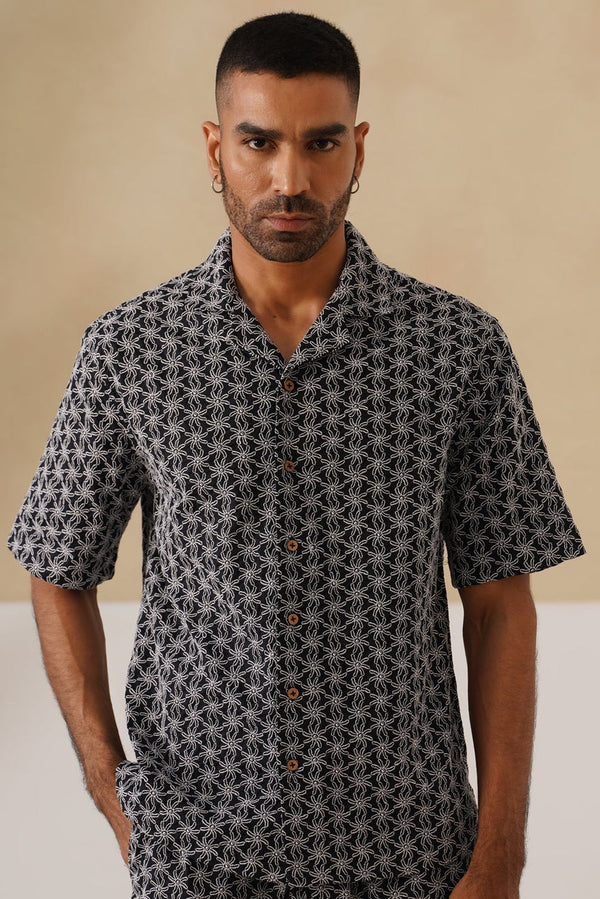 Midnight Bloom Cotton Shirt