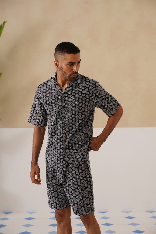 Midnight Bloom Cotton Shirt