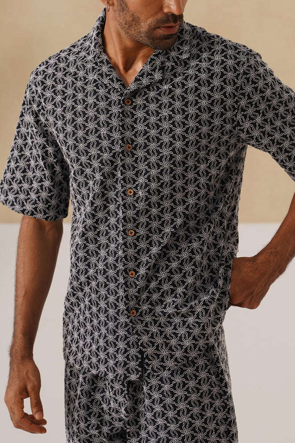Midnight Bloom Cotton Shirt