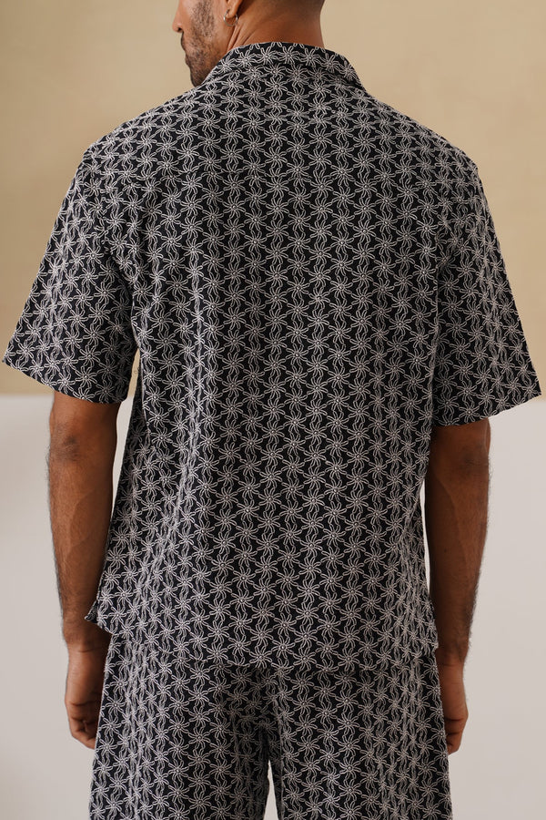 Midnight Bloom Cotton Shirt