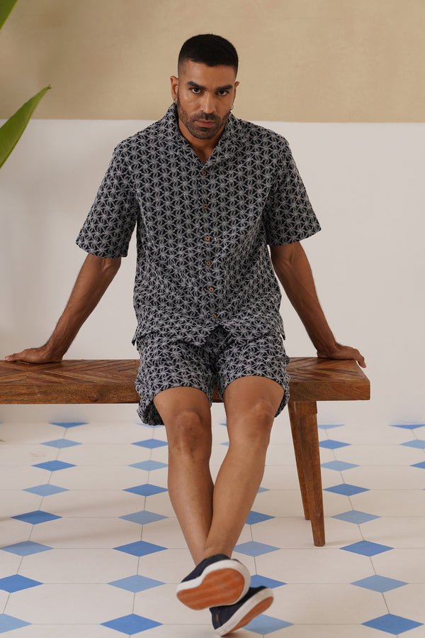 Midnight Bloom Cotton Shirt