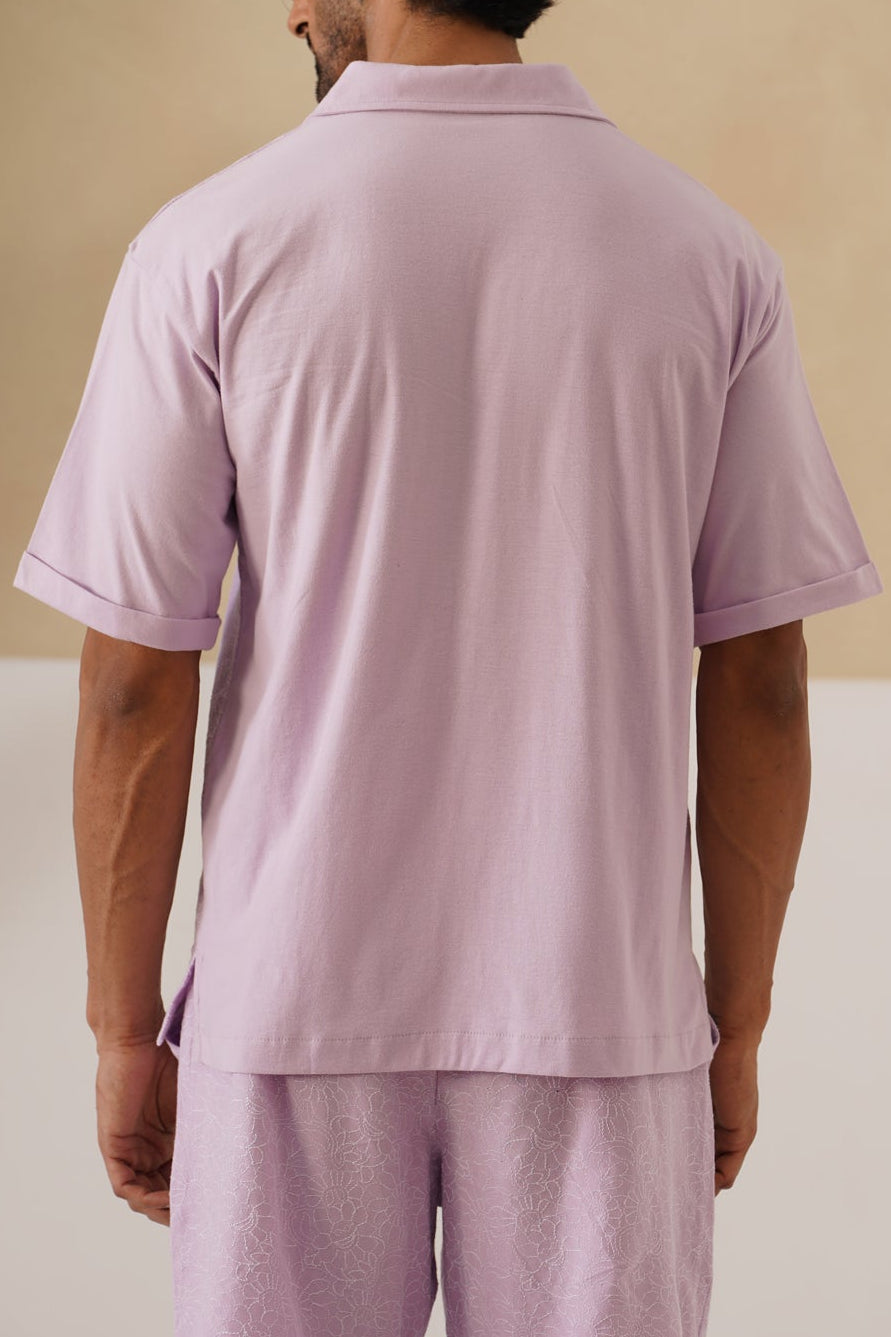 Shady Blooms Cotton Knit T-Shirt (Lavender)