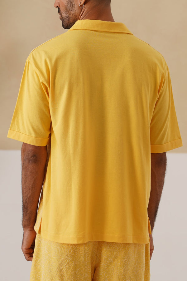 Shady Blooms Cotton Knit T-Shirt (Yellow)