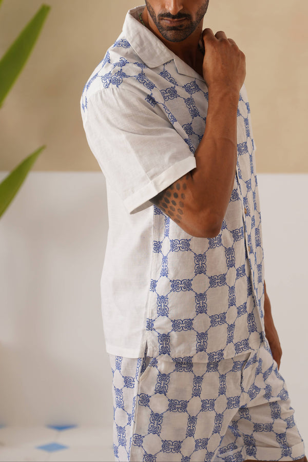 Knotty Krabs (Linen) Co-ord Set - Salt (White)