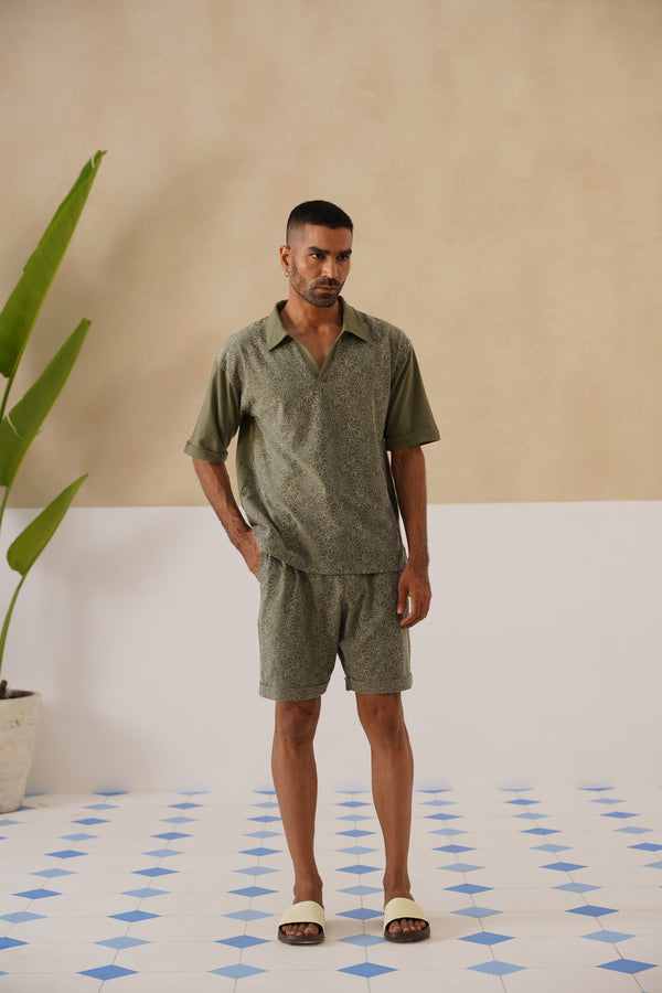 Shady Blooms Cotton Knit Shorts