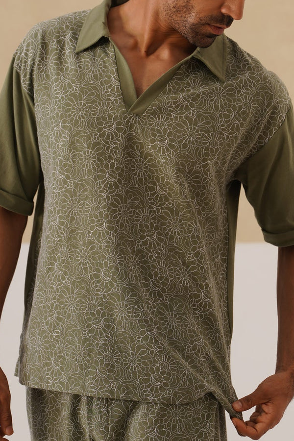 Shady Blooms Cotton Knit T-Shirt (Yellow)