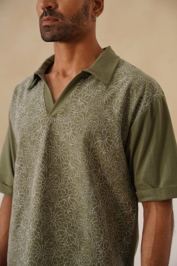 Shady Blooms Cotton Knit T-Shirt (Yellow)