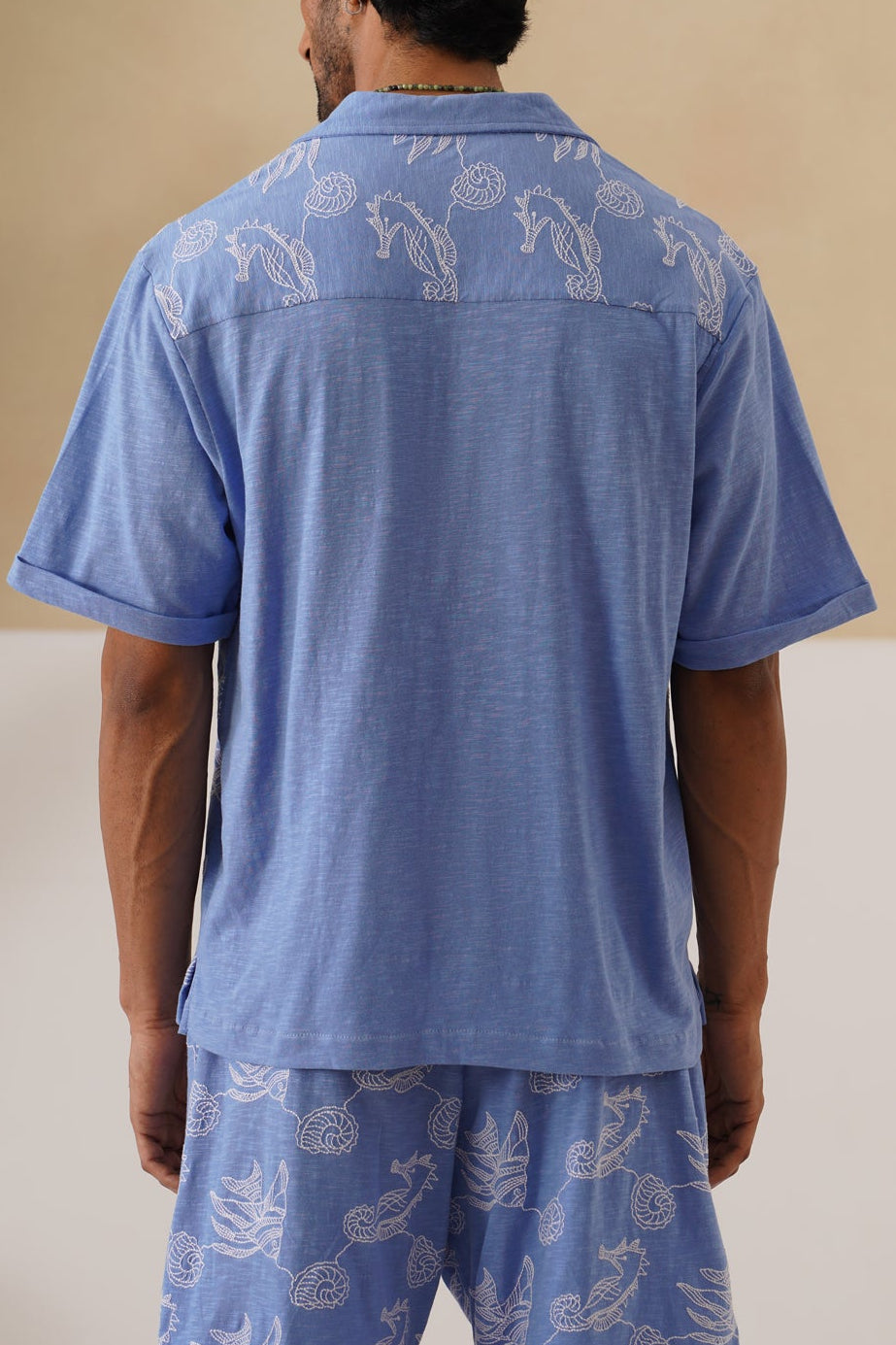 Tidal Tales Cotton Slub Knit Shirt (Ocean Blue)
