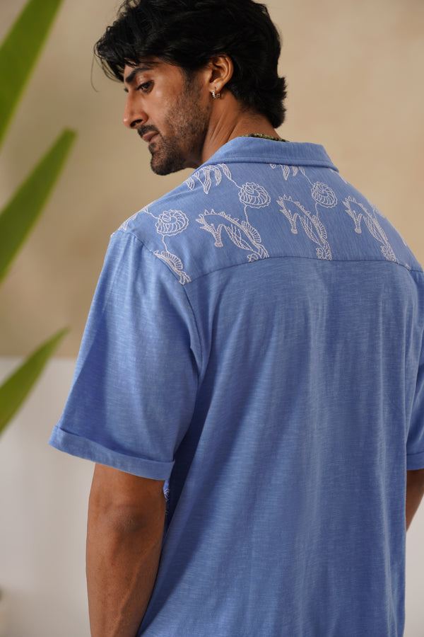 Tidal Tales Cotton Slub Knit Shirt (White)