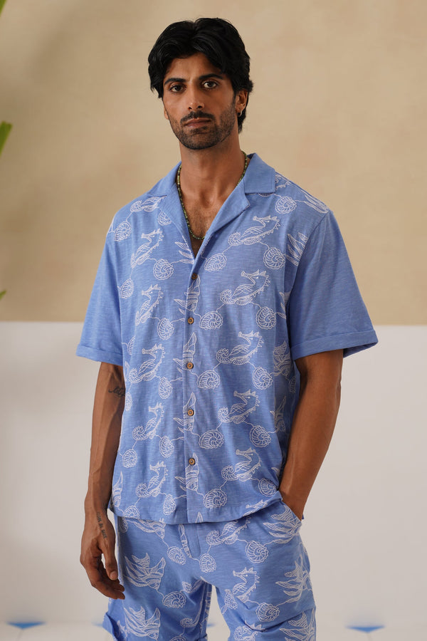 Tidal Tales Cotton Slub Knit Shirt (White)