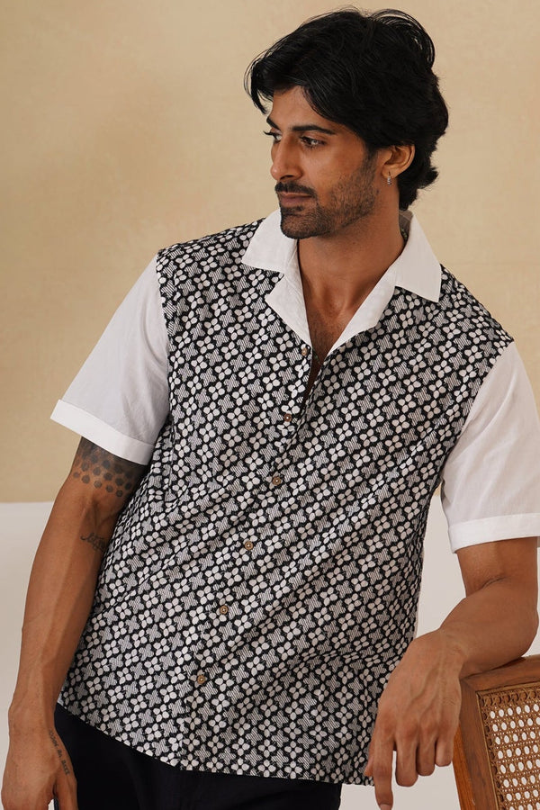 Monochrome Bloom Cotton Shirt