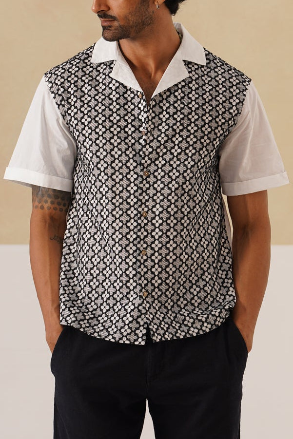 Monochrome Bloom Cotton Shirt