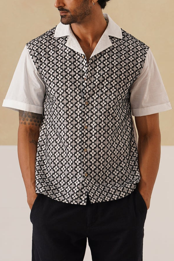 Monochrome Bloom Cotton Shirt