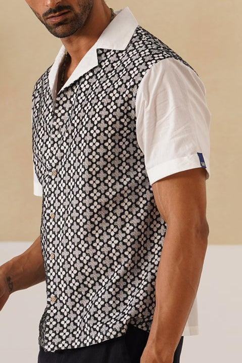 Monochrome Bloom Cotton Shirt