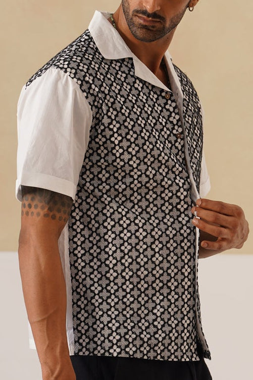 Monochrome Bloom Cotton Shirt