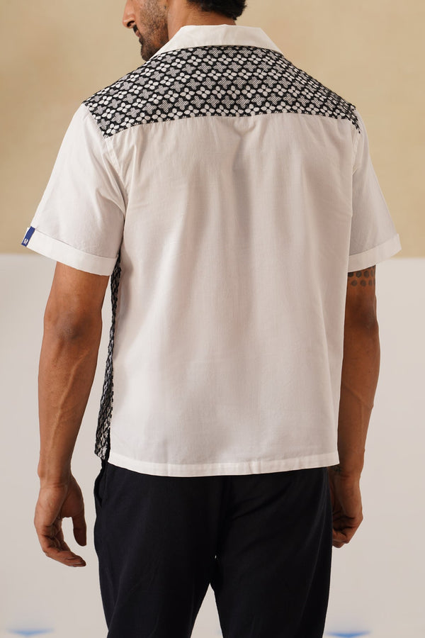 Monochrome Bloom Cotton Shirt