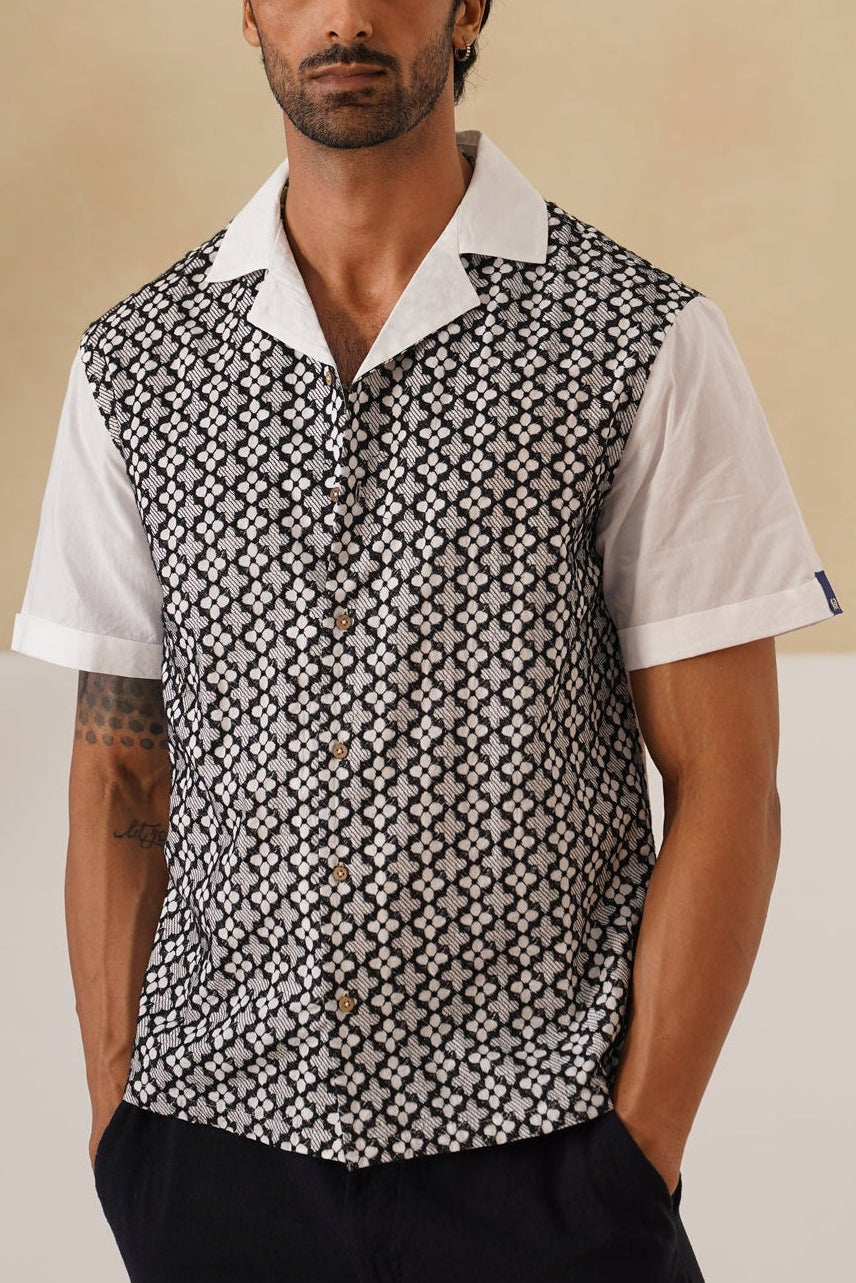 Monochrome Bloom Cotton Shirt