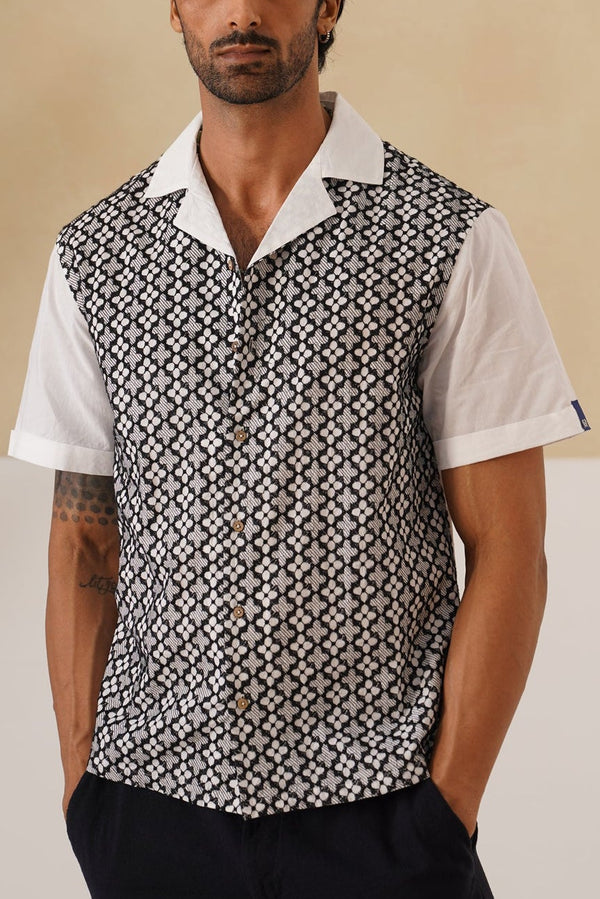 Monochrome Bloom Cotton Shirt