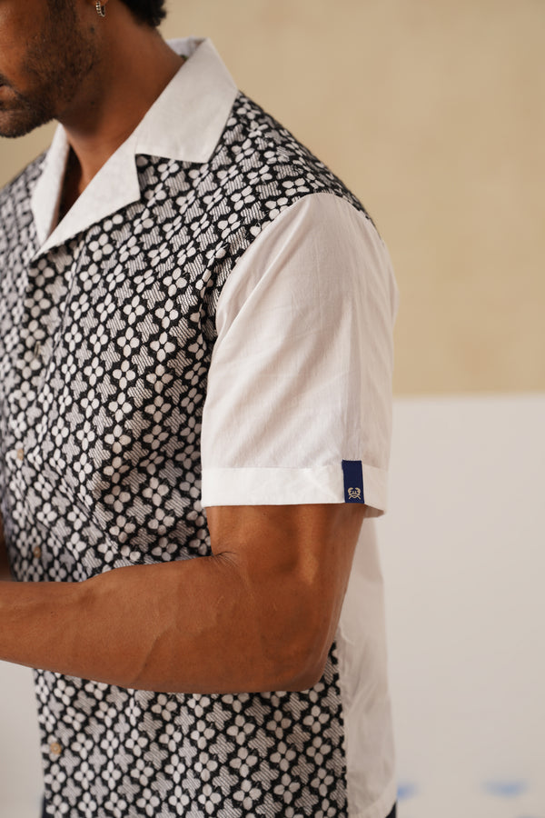 Monochrome Bloom Cotton Shirt