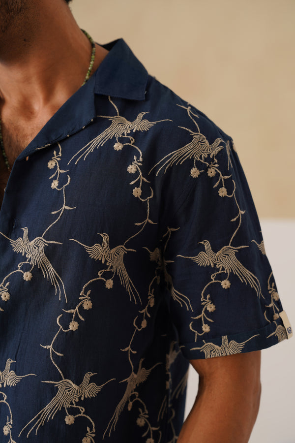 Plume & Bloom Cotton Linen Shirt (Ivory White)