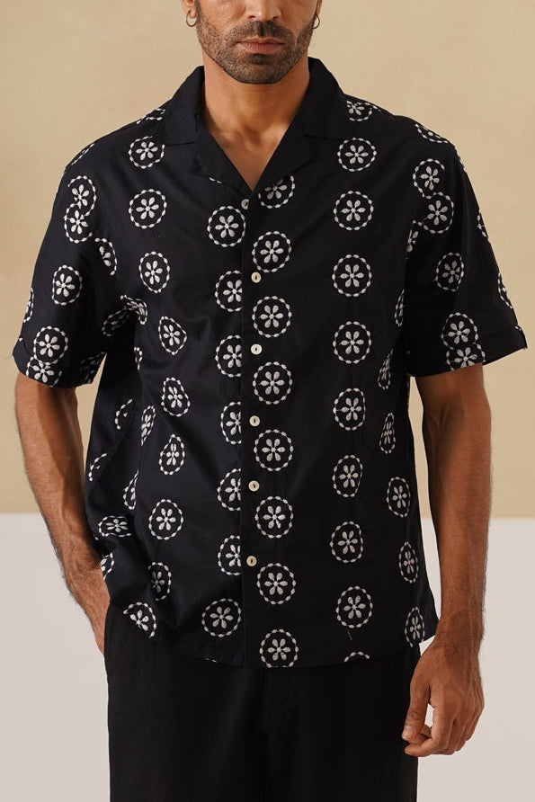 Noire Petals Cotton Shirt