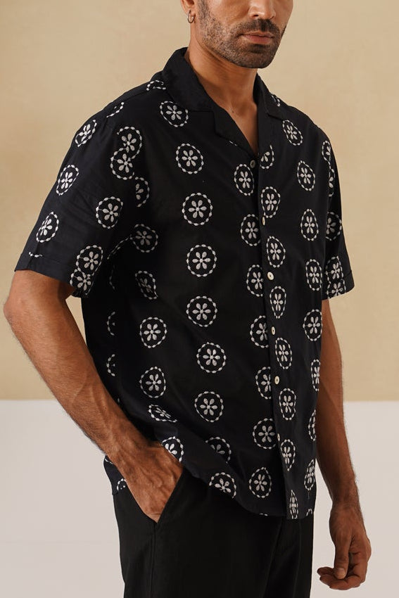 Noire Petals Cotton Shirt