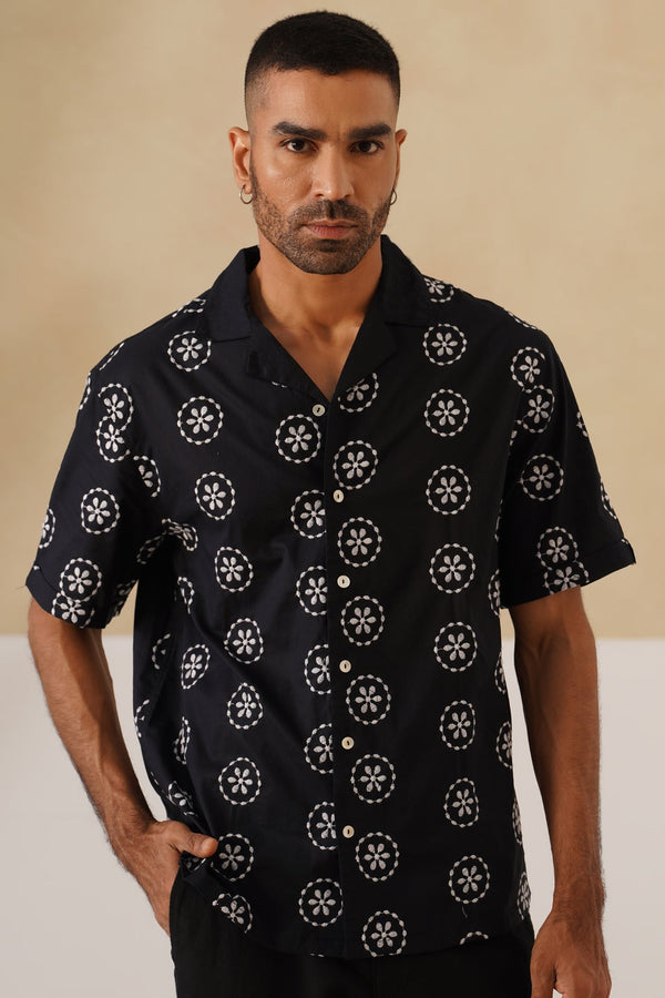 Noire Petals Cotton Shirt
