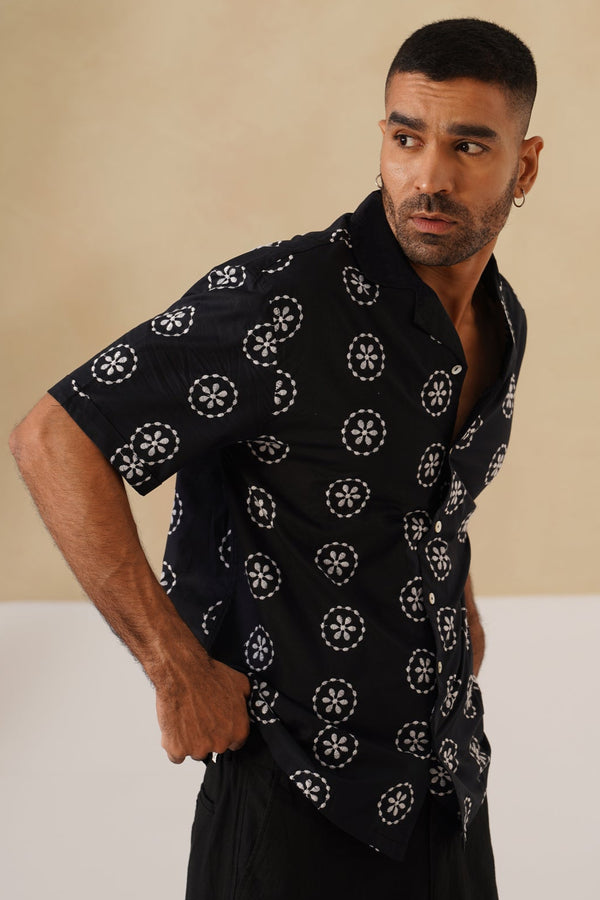 Noire Petals Cotton Shirt