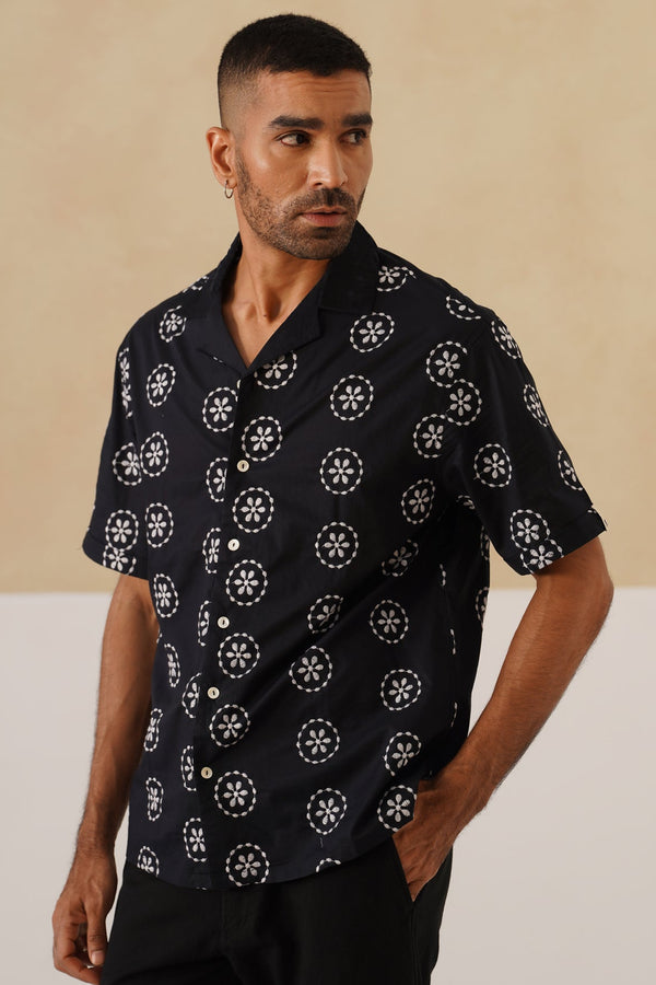 Noire Petals Cotton Shirt
