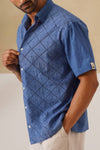 Diamond Daze 100 % Cotton Shirt (Ocean Blue)