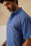 Diamond Daze 100 % Cotton Shirt (Ocean Blue)