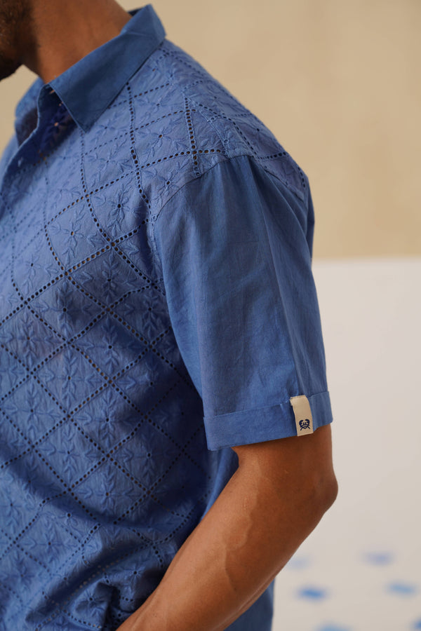 Diamond Daze 100 % Cotton Shirt (Ocean Blue)