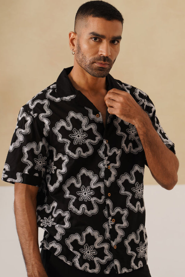 Tide & Bloom Cotton Shirt (Black)