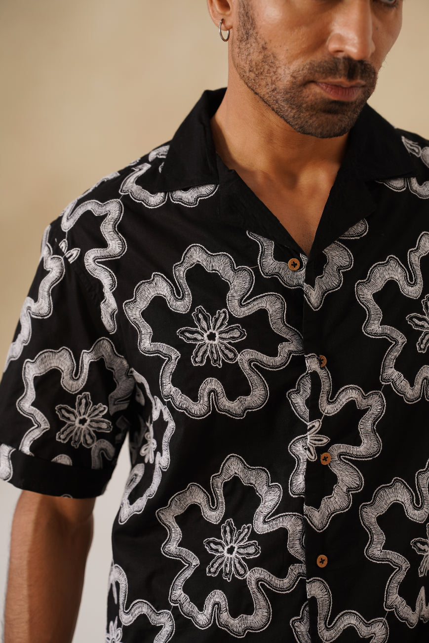Tide & Bloom Cotton Shirt (Black)