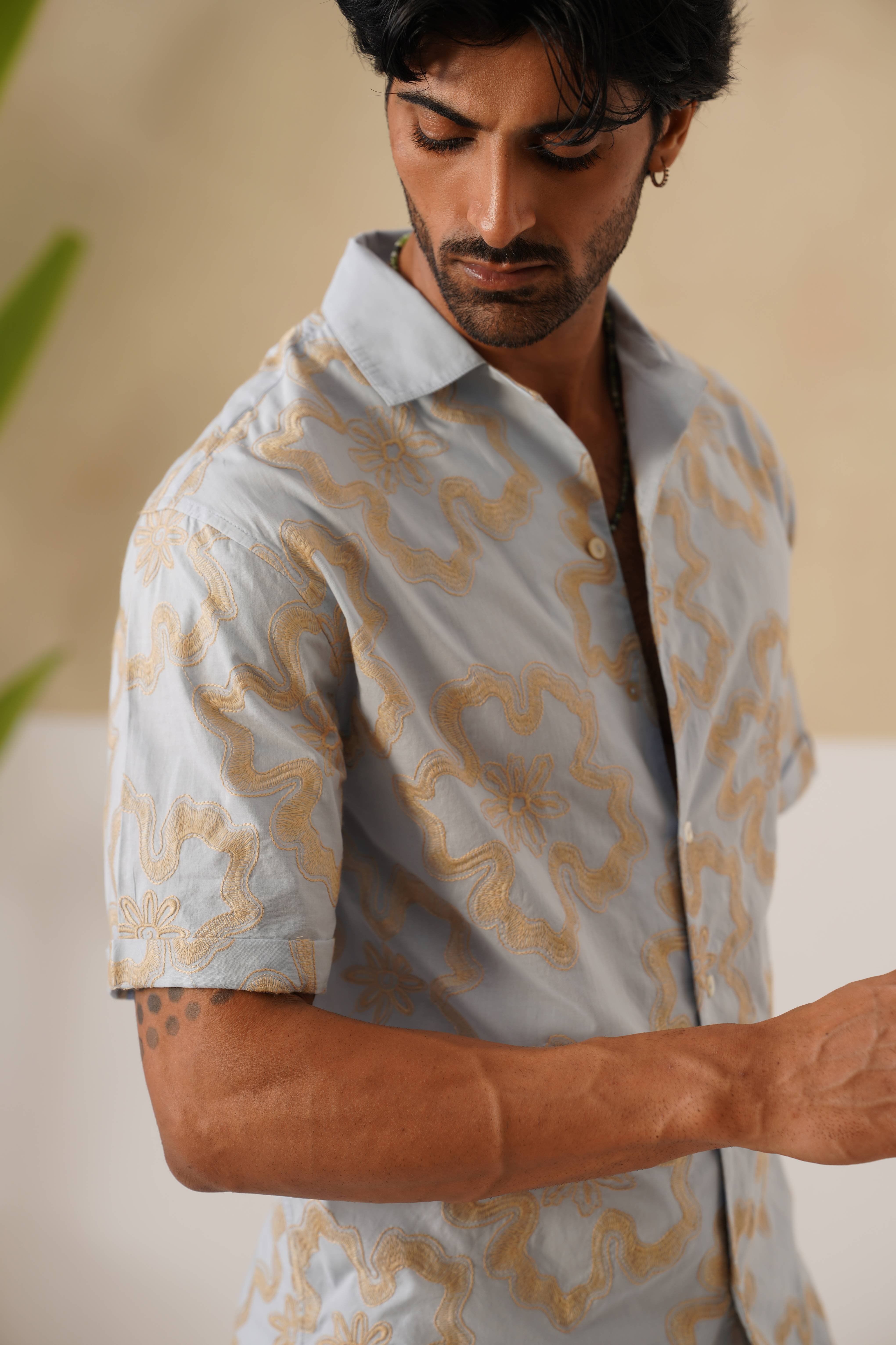 Tide & Bloom Cotton Shirt (Sky Blue)